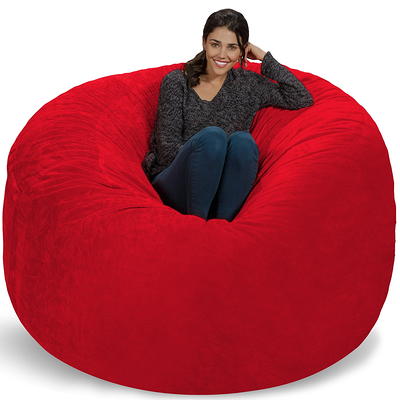 Chill Sack Bean Bag Chair, Memory Foam with Ultra Fur Cover, Kids, Adults,  6 ft, Ultra Fur Red