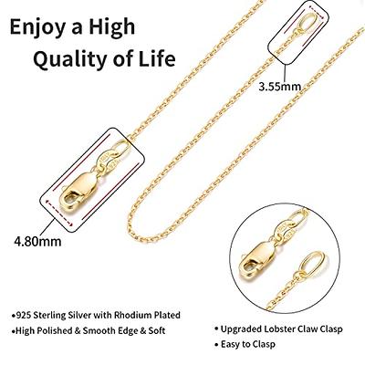 Evegfts 18K Gold Chain Necklace for Women Girls 1MM Box Chain