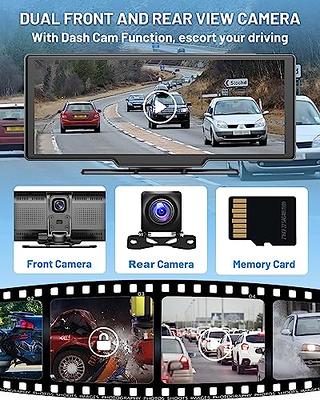 Portable Wireless Carplay& Android Auto Car Screen,10.26 Inch IPS  Touchscreen with 4K Dashcam and HD Back-up Camera Support