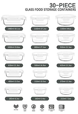M MCIRCO 30 Pieces Glass Food Storage Containers with Upgraded