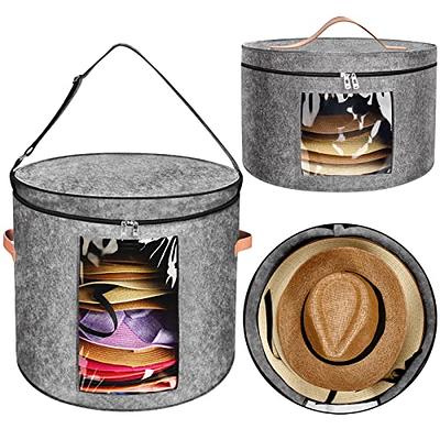  Aspen Round Hat Box with 10 Hat or Collared Sweat Liners -  Collapsible Storage and Hat Travel Case - Sun and Cowboy Hat Box with  Viewing Window - Waterproof Hat