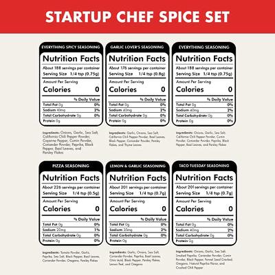 Startup Chef Spices, Combo Pack of 7 - (Everything, Everything Spicy,  Garlic Lovers, Lemon & Garlic, Pizza