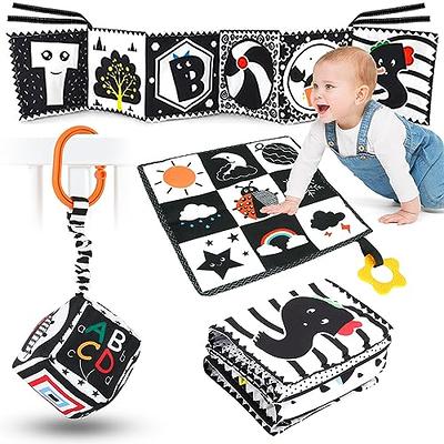  Baby Books 0-6 Months - 2PCS Baby Toys 6-12 Months+ Touch Feel  Tummy Time Books, Baby Boy Gifts for Baby Shower,Christmas Stocking  Stuffers,Learning Sensory Stroller Toys 0-3 4-6 Months Developmental 
