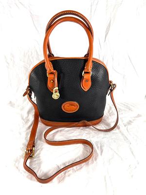 DOONEY AND BOURKE BLACK/TAN VINTAGE ALL WEATHER 2 TONE LEATHER CROSSBODY