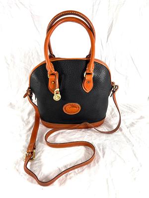 Authentic Dooney and Bourke All-Weather Leather Black and Tan Satchel