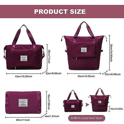 Large Capacity Folding Travel Bag, Lightweight Waterproof Luggage Bag,  Expandable Travel Duffel Bag, Dry Wet Separated Gym Tote Bag, Weekender  Overnight Bag for Women and Man (Fuchsia) - Yahoo Shopping