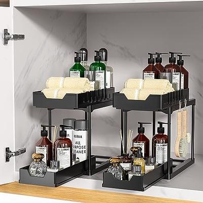 2 Pack Under Sink Organizers and Storage Bathroom Organizer Under Sink,  Pull Out Cabinet Organizer for Kitchen Bathroom Sink Storage, Black