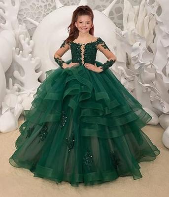 Little Girls Formal Dresses Ruffle Hand Mand Flower in the Train with –  luladress