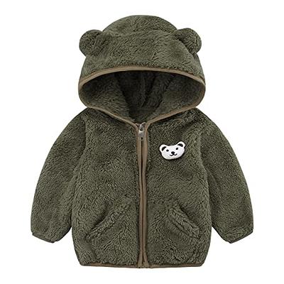 ZHIZAIHU Baby Girl Boy Fleece Zip Up Hoodie Bear Ears Fuzzy Jacket