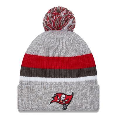 Youth New Era Cream/Scarlet Tampa Bay Buccaneers 2022 Sideline Sport Cuffed  Pom Knit Hat