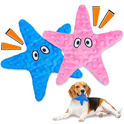 HGB Squeaky No Stuffing Dog Toys, 2 Pack Starfish Crinkle Plush