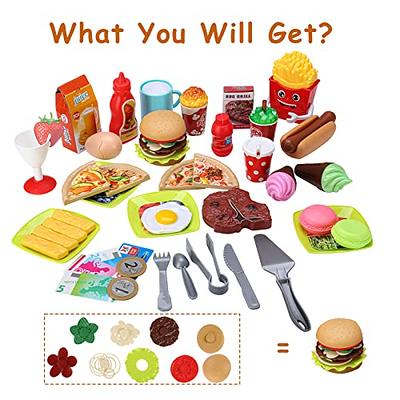 Shimfun 130pc Play Food Set for Kids & Toddlers Kitchen Toy Playset.  Pretend Play Fake Toy Food, Play Kitchen Accessories Food Toys, Detail for  Fun 