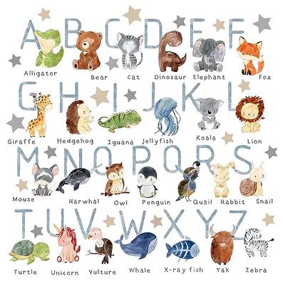 Alphabet Animals Wall Decals Numbers Wall Decor ABC Letters Wall Stickers  for Classroom, Kids Room, Nursery Bedroom Playroom