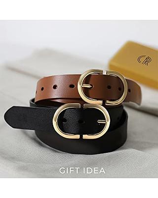 WHIPPY Women Leather Belt Fashion Designer belt Gold Buckle Ladies