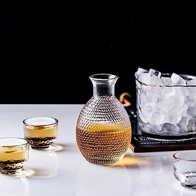 Glass Sake Set with Warmer, Japanese Whisky Bottle & Cups