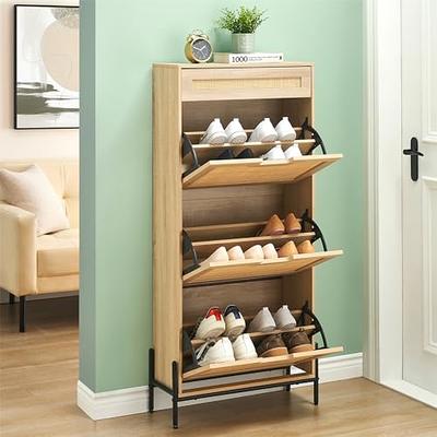 Tribesigns 41.34-in H 3 Tier 24 Pair White and Brown Mdf Shoe Cabinet in  the Shoe Storage department at