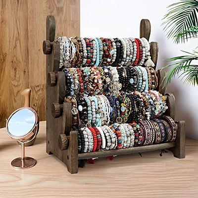 TOPNEW 4 Tier Wooden Bracelet Holder, Bangle Watch Necklace Display Storage  Jewelry Holder Stand Display Organizer, Brown - Yahoo Shopping