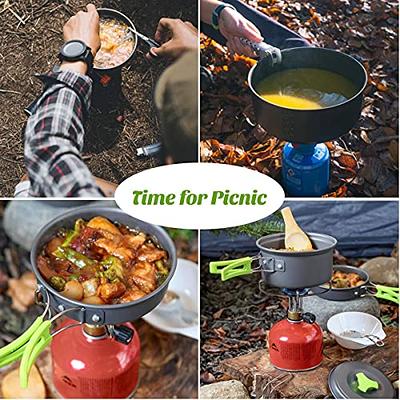 Camping Cookware Mess Kit with Folding Camping Stove, Non-Stick