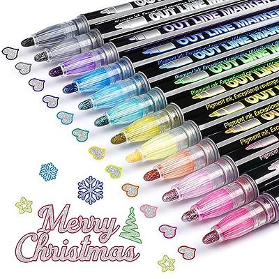 Morfone Outline Markers, Double Line Glitter Shimmer Markers Set of 12  Colors Self-outline Metallic Markers Pens for Card Making, Lettering -  Yahoo Shopping