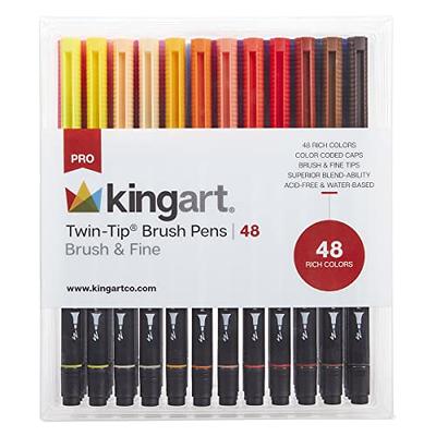 Kingart Pro, Coloring Brush Pen Watercolor Markers, 24 Vivid Colors with  Blendable Ink, For adults and kids 
