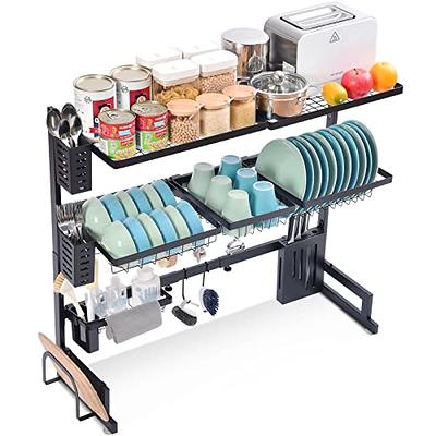 37in. Stainless Steel Dish Drying Rack Over Kitchen Sink, Dishes and  Utensils Drying Shelf, Kitchen Storage Countertop Organizer - On Sale - Bed  Bath & Beyond - 29718684