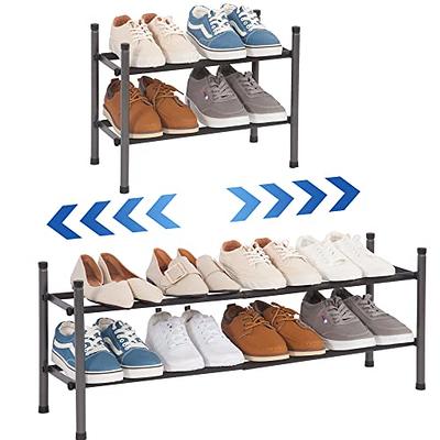 Expandable Shoe Rack, Stackable Shoe Rack for Closet, Small Shoe Rack 4  Tier