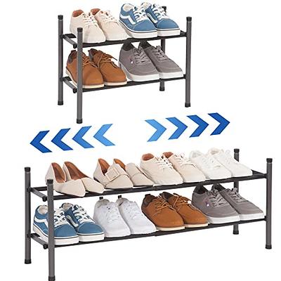 Small Closet Metal Shoe Rack Shelf Stackable Storage Organizer Entryway  Black