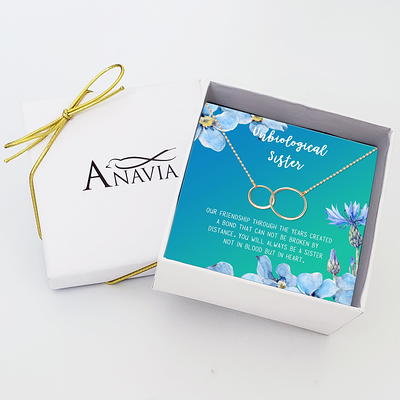 Anavia Best Friend Necklace, Friendship Necklace, Jewelry Gift, Gift for Friend, Birthday Gift, Christmas Gift for Her, Double Cubes Pendant Necklace