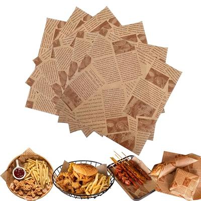 Food Word Text Grease-Resistant Food-Safe Wrap Paper - Brown