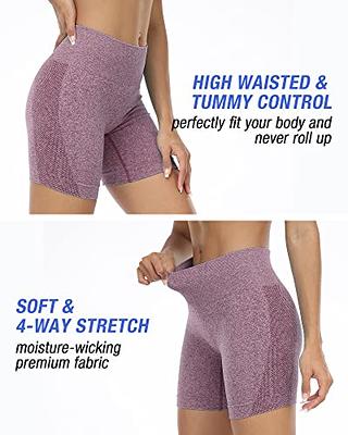 2 Pack Women's Seamless Stretch Exercise Yoga Shorts Soft Stretchy