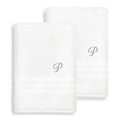 Set of 2 Monogrammed Bath Towels Brown/d - Linum Home Textiles