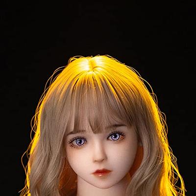 LOERSS Makeup Doll Head,Single Doll Head with Mouth,Eyes & Wig, Snap or M16  Studs Fixed Connection Doll Accessories,Toys for Fun,Life-Size Doll