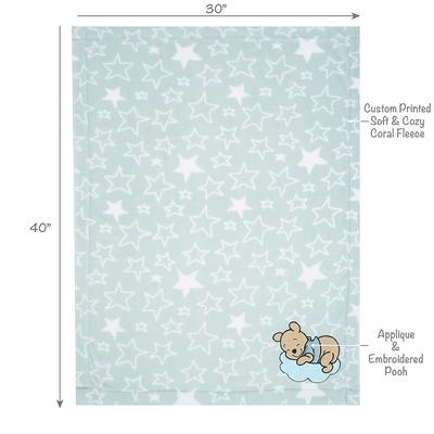 Disney Baby Winnie the Pooh Hugs Gray Soft Fleece Baby Blanket