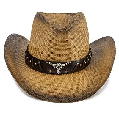 Cowboy Hats for Women, Brown Cowgirl Hats Classic Straw Western