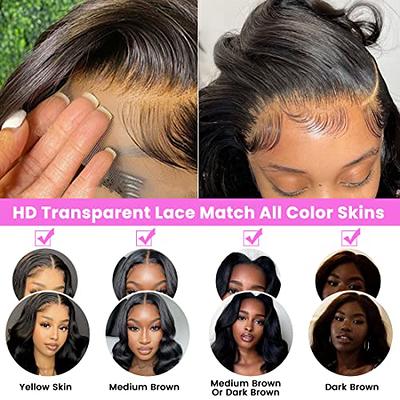 AMILICOCO 13x4 Body Wave Lace Front Wigs Human Hair Pre Plucked 180%  Density HD Lace