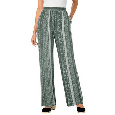 Roaman's Women's Plus Size Tall Straight-Leg Soft Knit Pant Pull