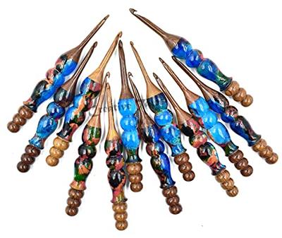 Rosewood Crochet Hooks with leather bag Set of 7