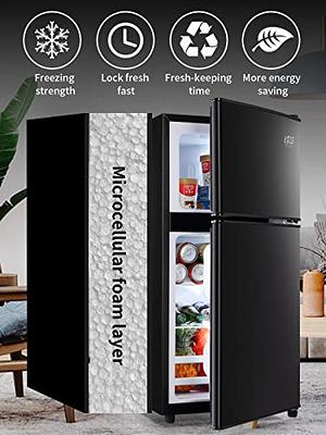 KRIB BLING 3.5Cu.Ft Compact Refrigerator Mini Fridge with Freezer, Small  Refrigerator with 2 Door, 7 Level Thermostat Removable Shelves for Kitchen
