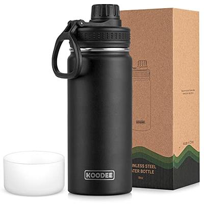 koodee Water Bottle -12 oz Stainless Steel Double Wall Vacuum Insulated  Water Bottle with Straw, Sports Metal Wide Mouth Water Bottle Flask for  School