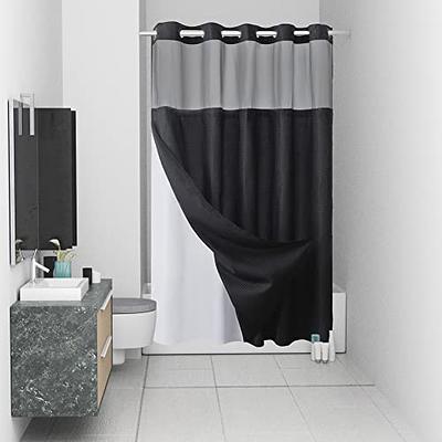 No Hook Waffle Weave Shower Curtain with Snap in Liner Set,Heavy