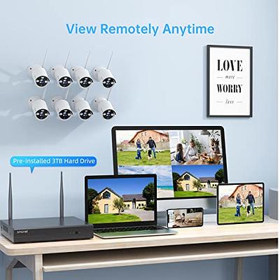 [3MP HD,Audio] SMONET WiFi Security Camera System,1TB Hard Drive,8CH Home  Surveillance NVR Kit,4 Packs Outdoor Indoor IP Cameras Set,IP66