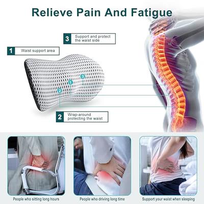 Big Hippo Lumbar Support Pillow - Memory Foam Lumbar Pillow Back Cushion  Designed for Lower Back Pain Relief- Ideal Back Pillow for Office Chair,  Car Seat and Wheelchair 