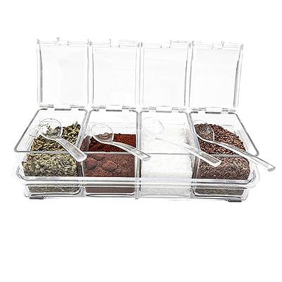 Transparent Condiment Organizer - Acrylic Spice Box with Spoons and Lids -  Multifunctional Kitchen Storage (Big) - Yahoo Shopping