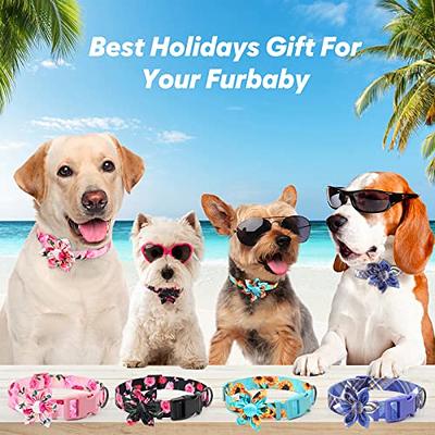 Bowtie Dog Collar Female, Bow Tie Floral Girl Dogs Collars, Adjustable Soft  for Small Medium Large Cats, Cute Daisy Patterns Comfortable Cotton Collars  with Metal Buckle, Durable Pet Puppy Gift Pink 