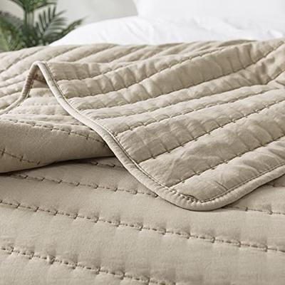 WDCOZY Beige Queen Size Quilt Bedding Sets with Pillow Shams, Cream Tan  Lightweight Soft Bedspread Coverlet, Quilted Blanket Thin Comforter Bed  Cover