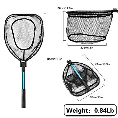 Fly Fishing Net, 47cm Depth, Rubber Foldable Collapsible Fish Landing Net  for Replacement, White