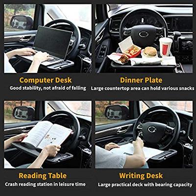Portable Car Steering Wheel Desk Table Steering Wheel Tray Eating Laptop  Stand Table Holder Fits Most Vehicles Steering Wheels for Travels (Black) 