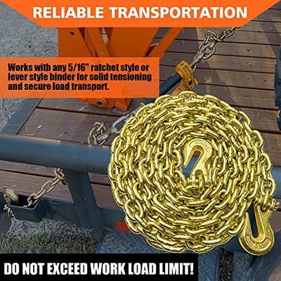 VEVOR 20 ft. x 5/16 in. Tow Chain G70 Logging Chain 4700 lbs. Load with  Safety Grab Hook Zinc Plated for Binder Truck Trailer GL8MM6.3MLZZSGGXGV0 -  The Home Depot