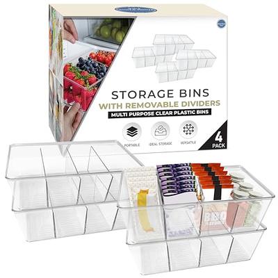 Sorbus Organizer Bins, with Lids & Removable Compartments, Kitchen Pantry Organization Storage Bins with Dividers - Clear