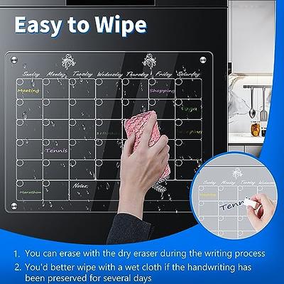 AITEE 16x12 Inches Acrylic Clear Magnetic Dry Erase Board Calendar for  Refrigerator Includes 6 Dry Erase Markers with 3 Colors